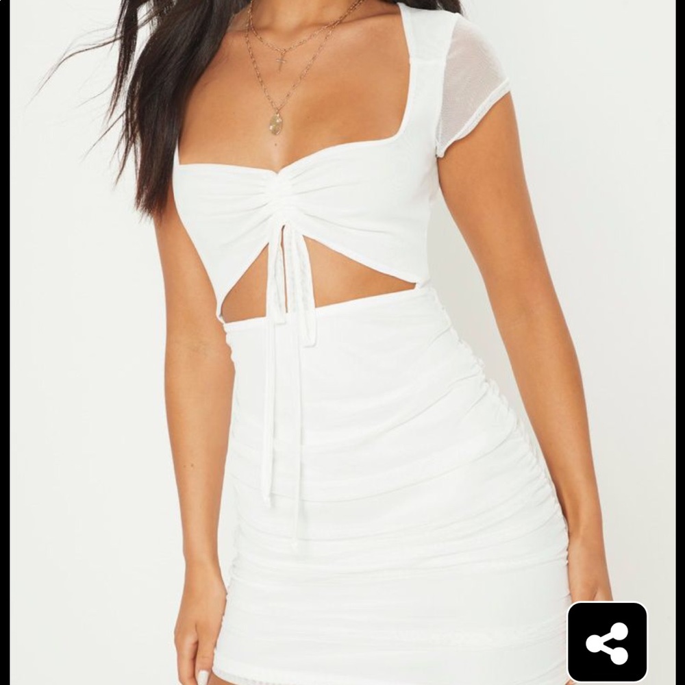 PrettyLittleThing White Mesh Dress